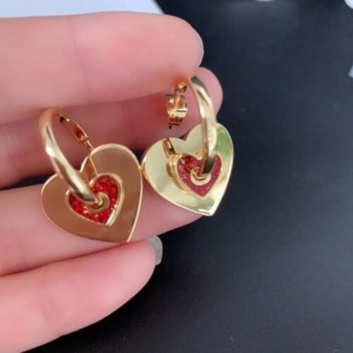 Various wearing methods new red detachable Double Love Earrings 2020