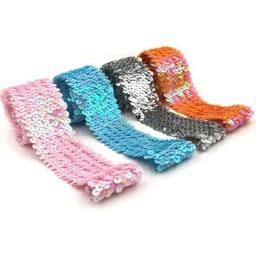 Multicolor Elastic Sequin Strim Lace Ribbon Elastic Dance Clothing Curtain For Crafts Paillette Sewing Decoration DIY Accessory
