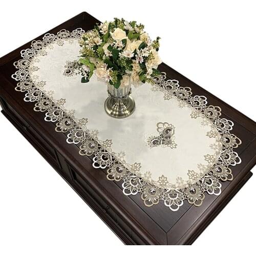 Wedding Decoration Modern Home Decor Table Cloth Oval Polyester Embroidered Lace Tablecloth Rectangle Table Cover