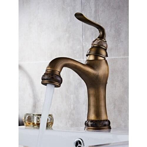 Basin Faucets Solid Brass Deck Mount Bathroom Sink Faucet Single Handle Easy Install Vintage Antique Mixer Tap