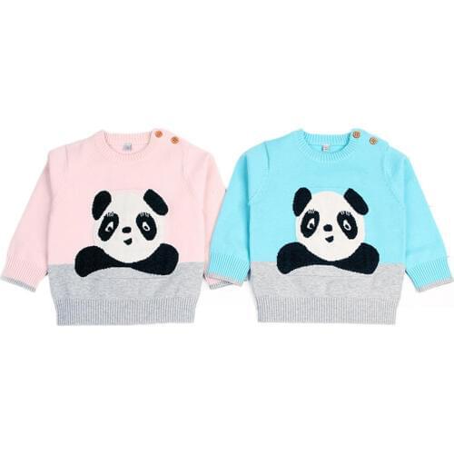 Baby Girls Sweaters Autumn Warm Pullovers Newborn Clothing Outfits Kids Knitted Cartoon Panda Sweater Winter Baby Boy Clothes