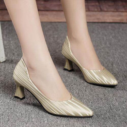 Sequins Pointed Toe Shoes Women Pumps Woman Luxury Bling High Heels Female Ladies Sexy Party Wedding Golden Heel Square U22-53