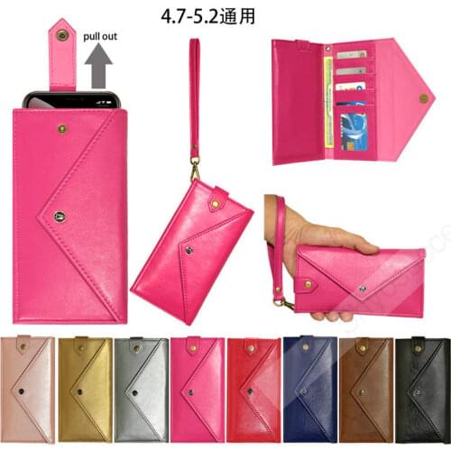 Universal Luxury Envelope Flip Leather Wallet Back Cover Case For iPhone Samsung