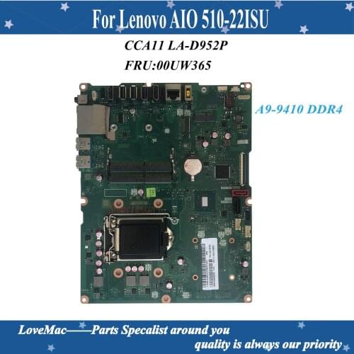 High quality FRU 00UW365 for Lenovo Ideacentre AIO 510-22ASR Motherboard CCA11 LA-D952P DDR4 100% tested