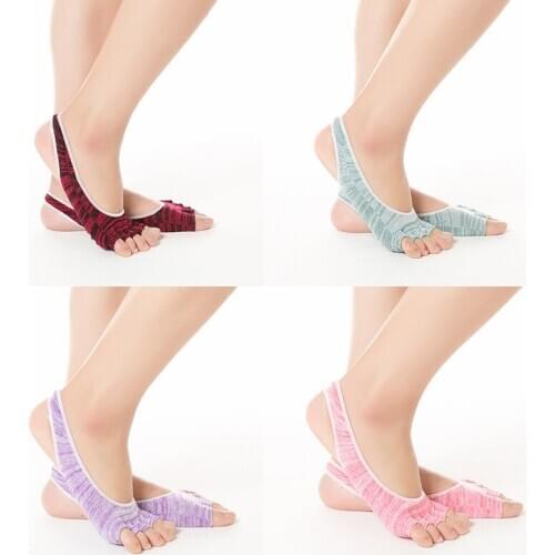 Retro Harajuku No Slip Socks for Women Patchwork Open Heel Five Fingers Grip Anti-skid Dance Gym Fitness Sports Toe Socks Female