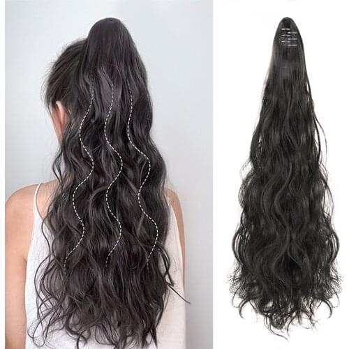 BUQI Claw Curly Straight Clip In Hair Fake Ponytail Extensions Synthetic Fiber Long Thick Hairpiece Hair Accessories For Women