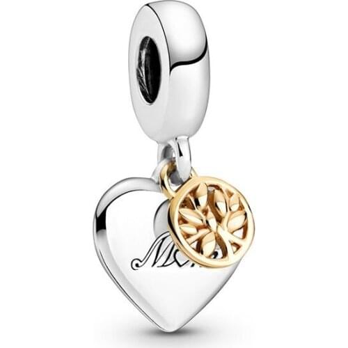 100% S925 Silver New Two Color Heart-shaped Life Tree PAN Pendant Suitable For Original Pandora Bracelet Women Diy Charm Jewelry