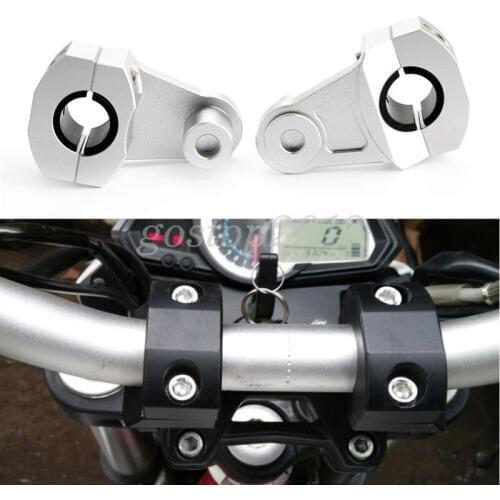 2 PCS Silver Aluminum 7/8" 22 mm Motorcycle Handle Bar Handle Fat Bar Mount Clamps Riser