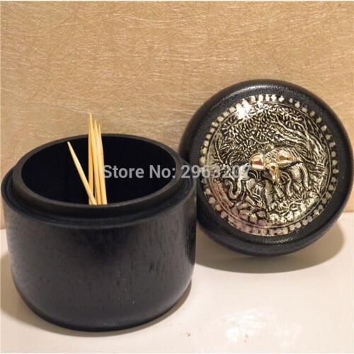 20pcs Thailand Crafts Toothpick Holder Elephant Mango Wood Tooth Pick Holder Box for Home Table Decoration ZA6948