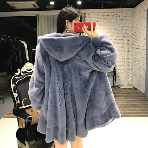 2020 100%Natural Coat Women Winter Double Faced Mink Fur Coats Hooded Warm Thickening Plus Size Outwear 256 MF338