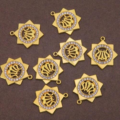3pcs DIY Arabic Women Gold-color Muslim Islamic God Allah Charm Pendant Necklace Jewelry Ramadan Gift wholesale