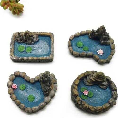 4 Pieces Garden Miniature Pond Figurine Fairy Garden Decoration Dollhouse Garden Decor