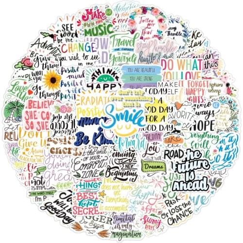 50/100pcs Inspirational Life Quotes Stickers Motivational Phrases Sticker Laptop Study Room Scrapbooking Office Graffiti Decals