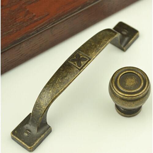 96mm American country vintage old bronze kitchen cabinet wardrobe door handle antique brass drawer shoe cabinet dresser knob pul