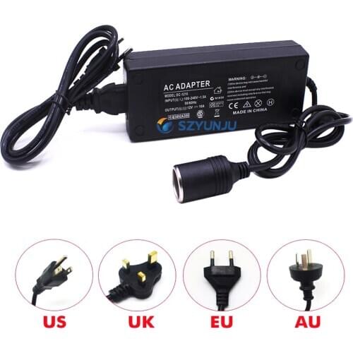 EU/US/UK/AU Plug Europe Adapter 120W 12V Home Car Power 10A Power Voltage Converter 100-220V 240V Auto Electronic Accessories