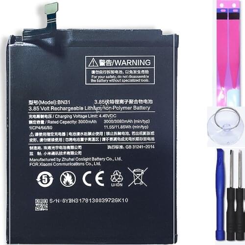 Battery for Xiaomi Mi A1 Redmi S2 Note 5A 5X 5A Pro S2 Y1 , MPN Original: BN31