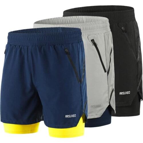 ARSUXEO 2 In 1 Running Shorts Men Training Workout Jogging Gym Shorts Sports Shorts With Liner Quick Dry Short Sportswear Man