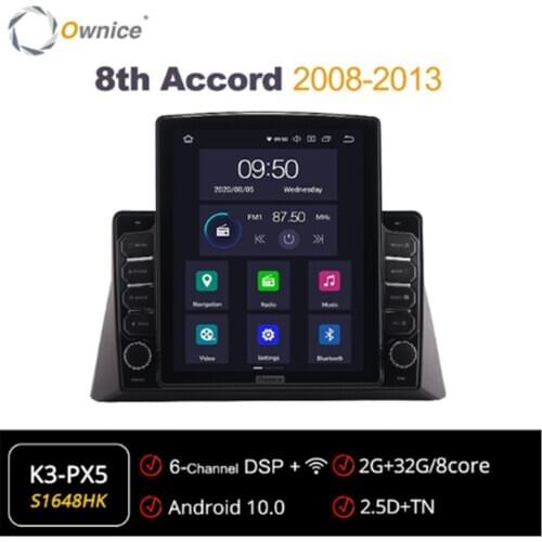 Ownice Android 10.0 Car Radio forAccord 8th 2008 - 2013 GPS 2 Din Auto Audio System Stereo Player 4G LTE Tesla Style