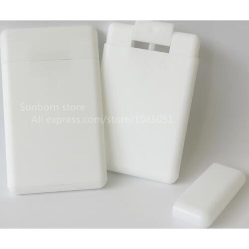10pcs/lot Hot sale fashion design card shape 20ml white plastic cosmetic perfume spray container with pump atomizer