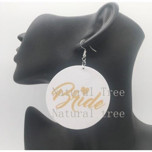 Free Shipping! Bride Wooden Earrings