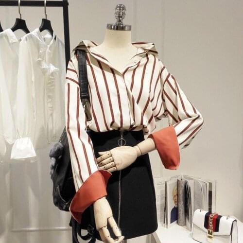 Blouse Women Striped Shirt Womens Long-Sleeved Shirt Top Blusas Ropa De Mujer