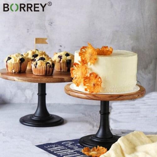 BORREY Wooden Tall Cake Tray Birthday Wedding Decoration Fruit Cake Plate Home Party Dessert Storage Rack Cake Stand Cake Tool