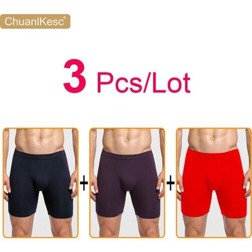 Cheap 3 Pcs/Lot Men’s Panties Running Fitness Boxers Cotton Simple Medium Length Shorts Biker Underwear