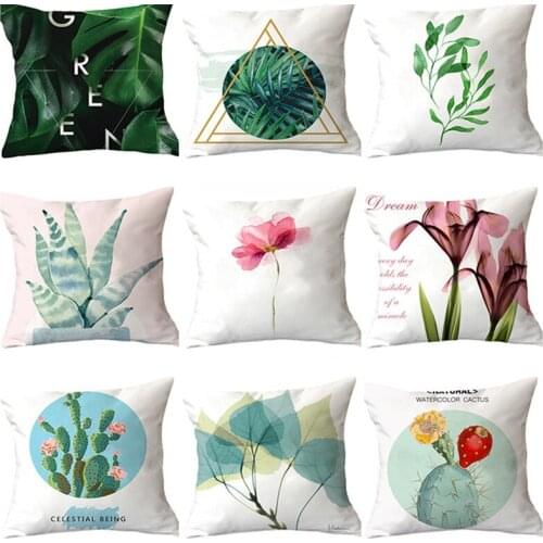 Europe Fashion Green Tropical Leaves Cushion Case Nordic Simple Decorative Pillows Case Livingroom Sofa Seats Throw Pillows 18"
