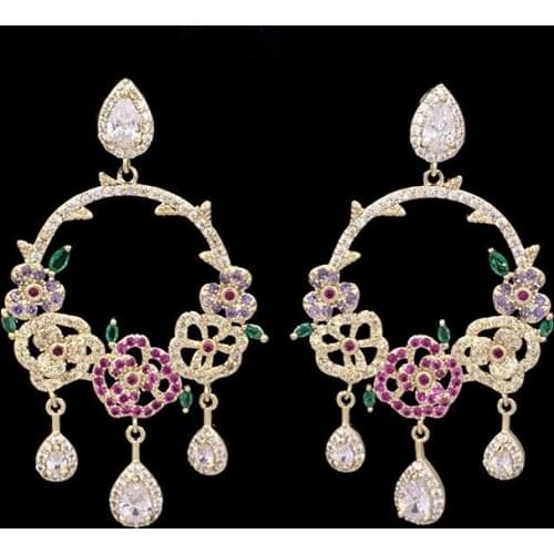 EYER Wholesale Fashion Micro Pave Cubic Zirconia Drop Earrings Temperament Shining Pendant Accessories For Women Wedding Jewelry