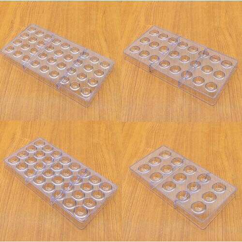 1PC 18/24/32/36 Cavities Halfsphere Shaped Hard Polycarbonate Chocolate Mould PC Candy Pasta Tool Injection PC Cake Mold QA 253