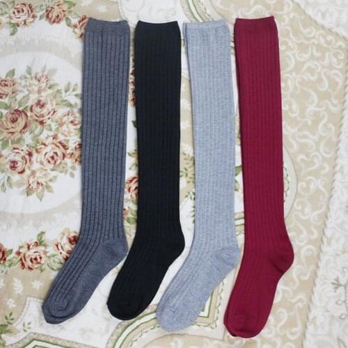 2021 Warm Womens Stockings Non-Slip Warm Cotton Over Knee Socks for Winter Thigh Casual Cute High Socks Girls Clothing 4 Colors