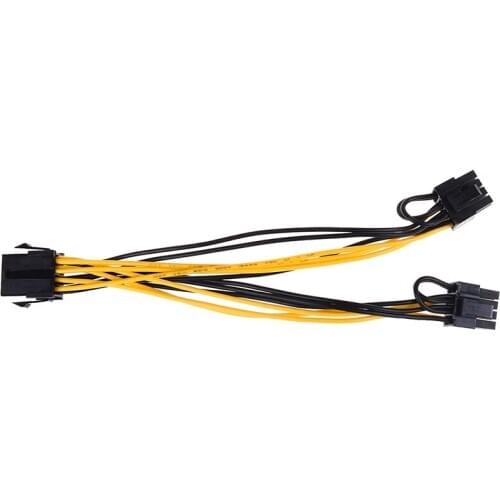 Cable Connector Extender Cable for Computer Case Graphic Card Power Supply Cable 6Pin Port to Dual 8(6+2)Pin Port Splitter Power