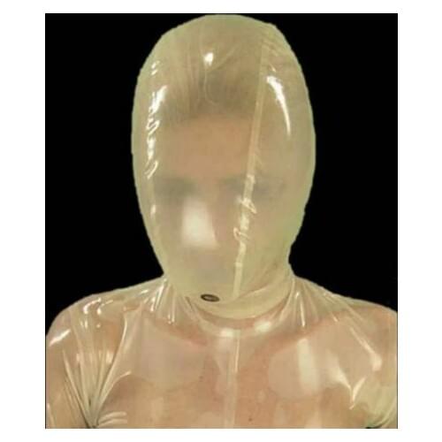 Handmade Transparent Latex Rubber Gummi Hood Breathing Play Mask Customized
