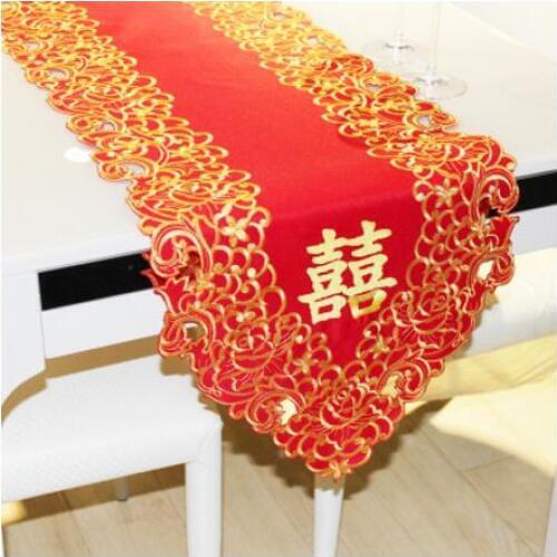 Chinese retro wedding/new year style red tablecloth coffee table flag TV Cabinet Table cloth