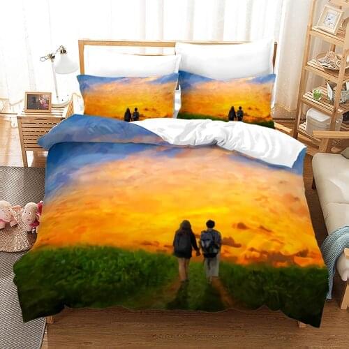King Queen Lovers Bedding Set Single Twin Full Queen King Size Lover Oil Painting Bed Set Childrens Kid Bedroom Duvetcover 004