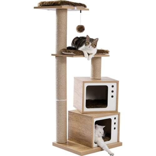 Cat Tree Cat Tower Modern Cat Condo House Scratching Post Flush mat Multi-Level Platform Kitty Activity Center for Cats Kittens