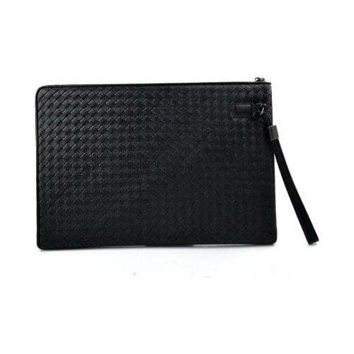 Leather carry all folder tablet folder document file folder braided weaved leather black