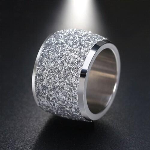 LETAPI New Fashion Punk Vintage Silver Color Frosted Stainless Steel Wedding Rings for Women Christmas Gifts Wholesale