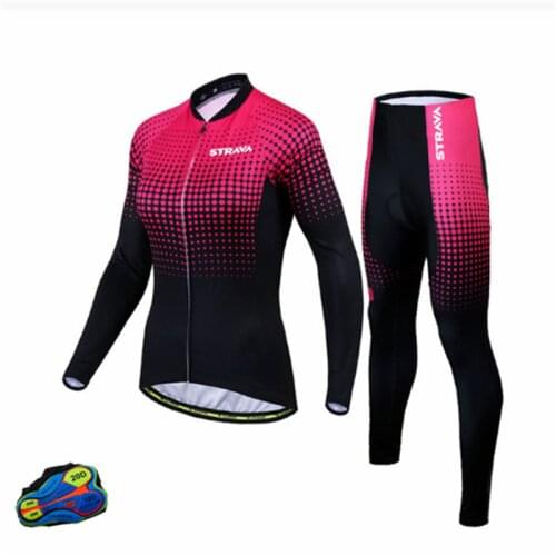 STRAVA Hot Sale 2021 Professional Cycling Jersey Sets， Breathable Womens Long Sleeve Bike Clothes Outdoor Sports Wear Suits