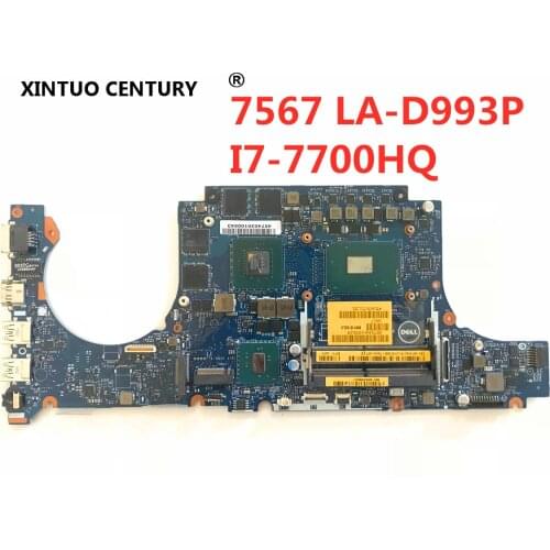 LA-D993P Laptop motherboard For DELL Inspiron 15 7566 7567 motherboard I7-7700HQ GTX1050 4GB BBV00/10 LA-D993P CN-0JG23N Test OK