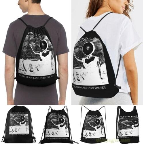 Neutral Milk Hotel In The Aeroplane Over The Sea Men Outdoor Travel Gym Bag Waterproof Drawstring Backpack Women Fitness Bags