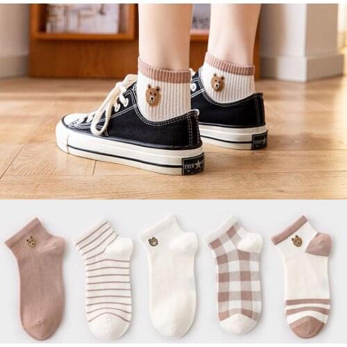 10 Pairs Women Cartoon Socks Funny Animal Print Kawaii Short Socks Fashion Casual Women Cute Socks