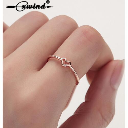 Cxwind 2019 New Heart Rings Gold Color Heart Shaped Wedding Ring for Woman Love Finger Minimalist Geometric anillos