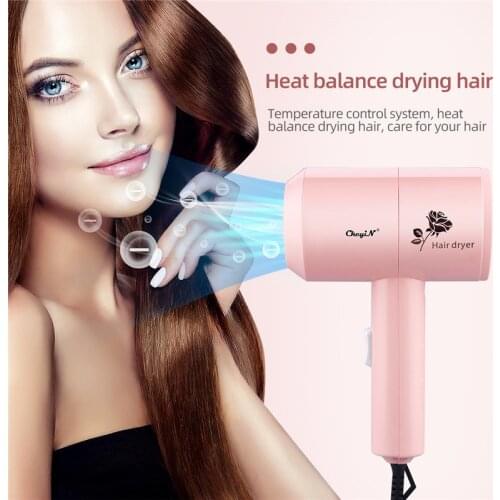 CkeyiN Mini Portable Hair Dryer Household Low Noise Air Dryer Temperature Adjustable Hairdressing Salon Hair Styling Blow Dryer