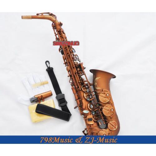 Professional Matte Coffee Alto Saxophone Sax High F# Abalone Shell Key With Case