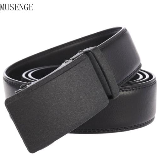 Automatic Buckle Waist Belt for Men Top Quality Business Golf Genuine Leather Male Belt Luxury Designer Brand Fashion New Black