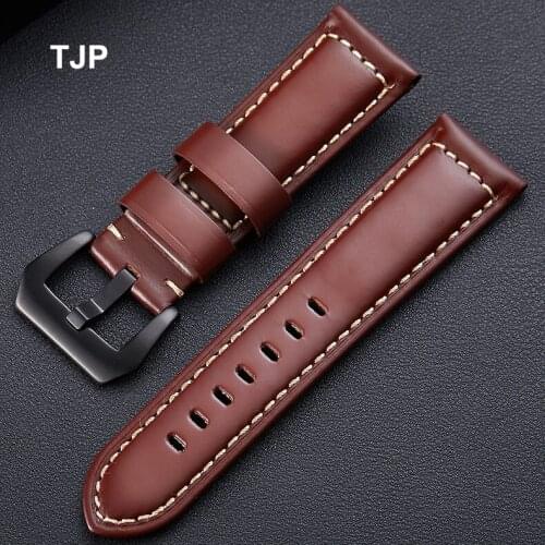 Calfskin Genuine Leather Watchband 20mm 22mm 24mm 26mm Glossy Black Brown Cowhide Watch Strap Wrist Band Bracelet