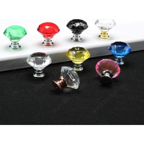 30mm Diamond Shape Design Crystal Glass Knobs Cupboard Pulls Drawer Knobs Kitchen Cabinet Handles Furniture Handle Hardware