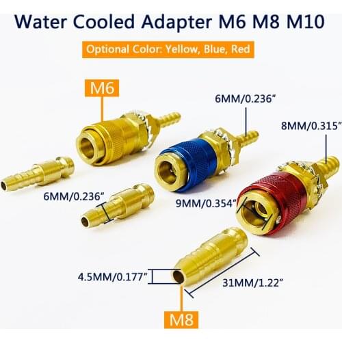 Water Cooled Gas Adapter Quick Connector Fitting For TIG Welding Torch or MIG Welding Torch Plug M6/M8