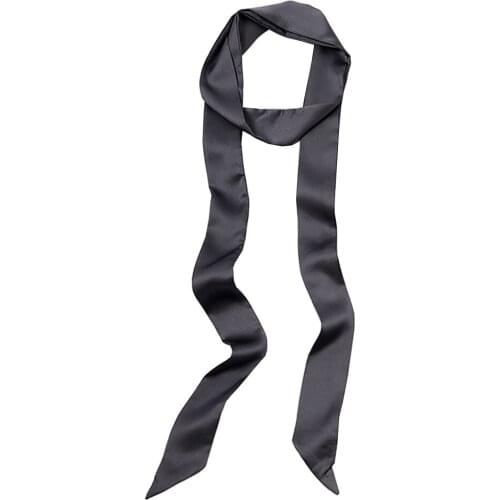 Solid Women Skinny Silk Scarf Long Foulard Femme Neck Wraps Headbands Spring Luxury Hair Ribbon Neckerchief Show Ties For Ladies